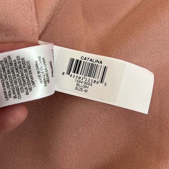 DRESS THE POPULATION CATALINA BLUSH CREPE COCKTAIL DRESS MEDIUM - Picture 9 of 16